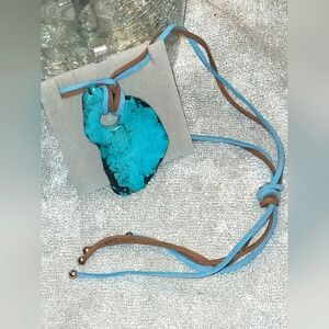 Xlg Faux Turquoise and Leather